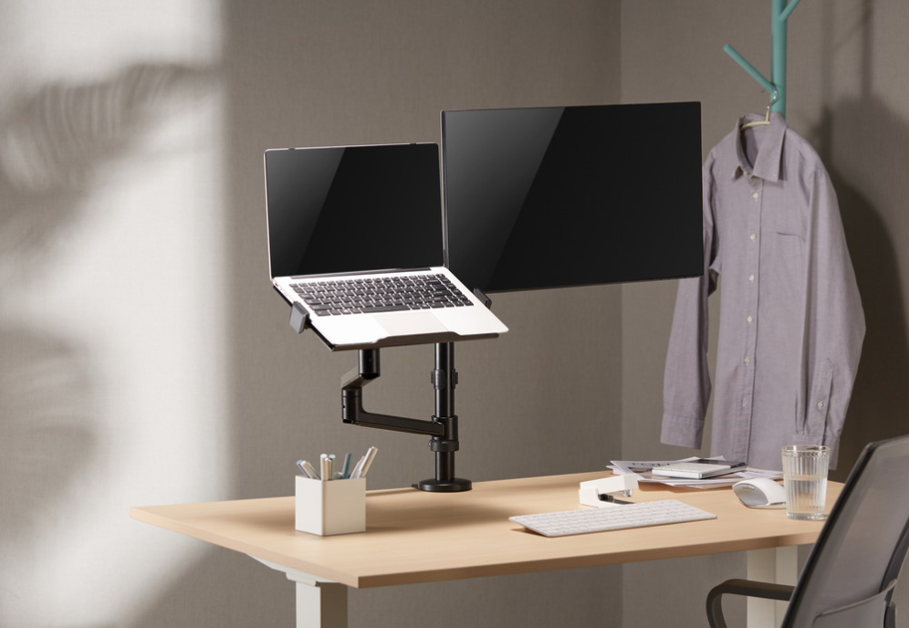 SOPORTE DE MESA GEMBIRD AJUSTABLE BRAZO PARA MONITOR Y BANDEJA PARA PORTATIL - detalle
