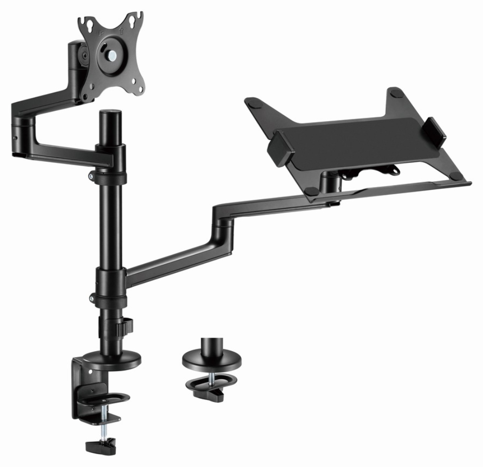 SOPORTE DE MESA GEMBIRD AJUSTABLE BRAZO PARA MONITOR Y BANDEJA PARA PORTATIL - detalle