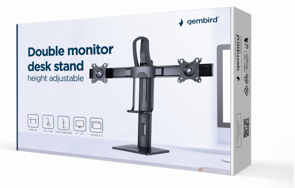 SOPORTE DE MESA GEMBIRD PARA DOS MONITORES ALTURA REGULABLE - detalle
