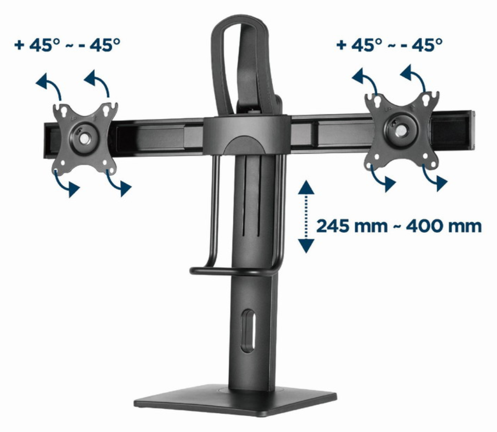 SOPORTE DE MESA GEMBIRD PARA DOS MONITORES ALTURA REGULABLE - detalle