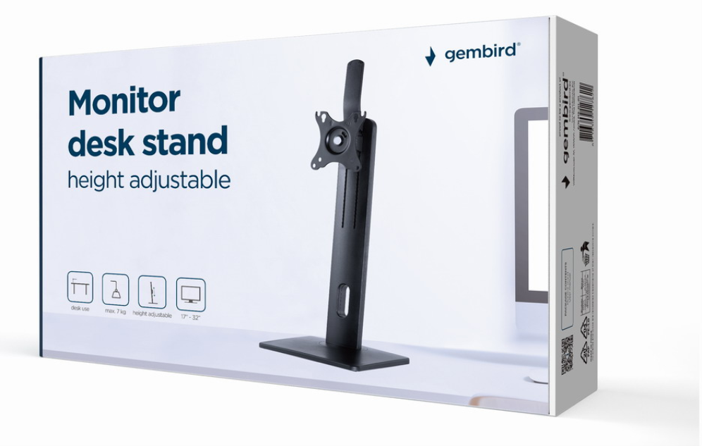 SOPORTE DE MONITOR PARA ESCRITORIO GEMBIRD AJUSTABLE EN ALTURA - detalle