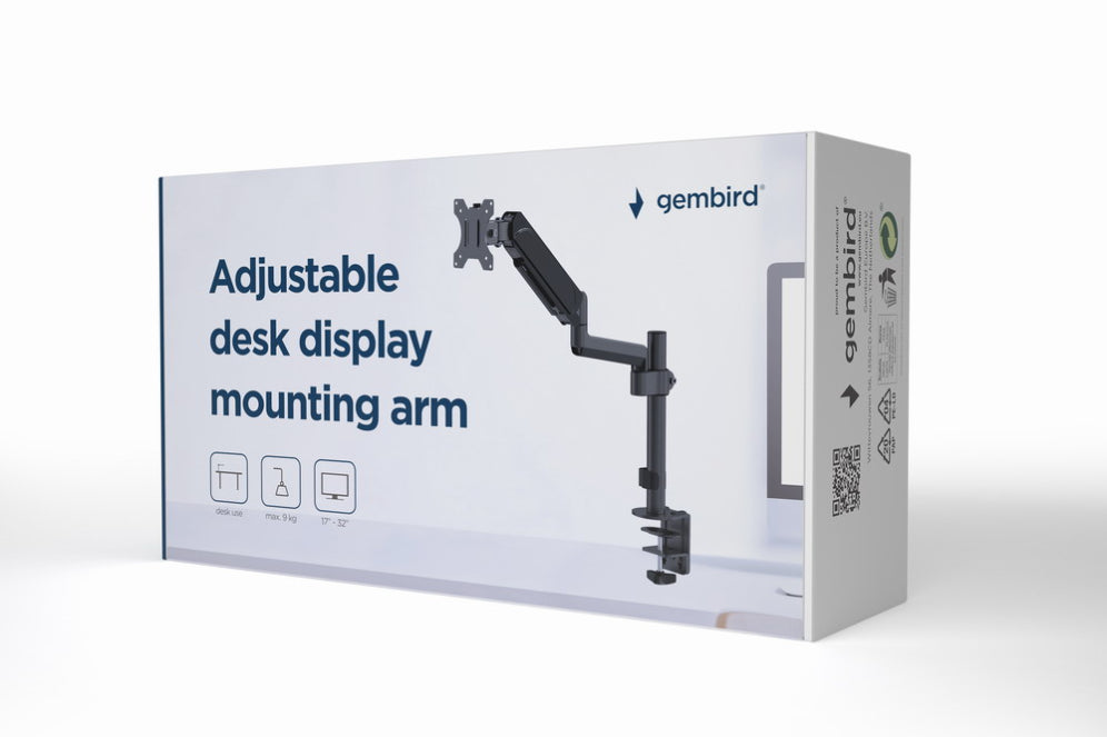 Gembird MA-DA1P-01 soporte para monitor 81.3 cm (32") Escritorio Negro