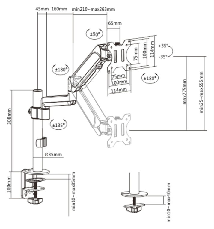 SOPORTE DE PANTALLA GEMBIRD PARA ESCRITORIO AJUSTABLE 17-32 HASTA 9 KG - detalle