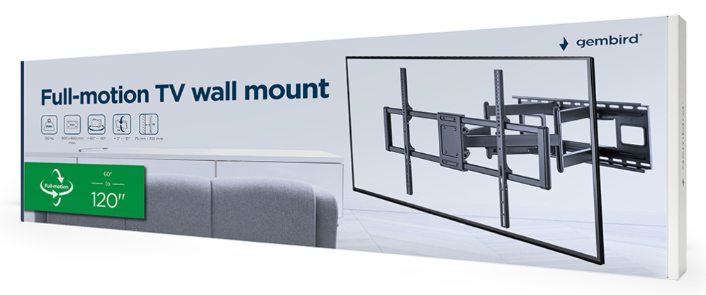 SOPORTE DE PARED GEMBIRD PARA TV CON MOVIMIENTO COMPLETO, 60" - 120'' - detalle