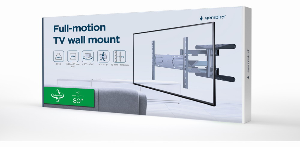 SOPORTE DE PARED GEMBIRD PARA TV DE MOVIMIENTO COMPLETO 40-80 - detalle