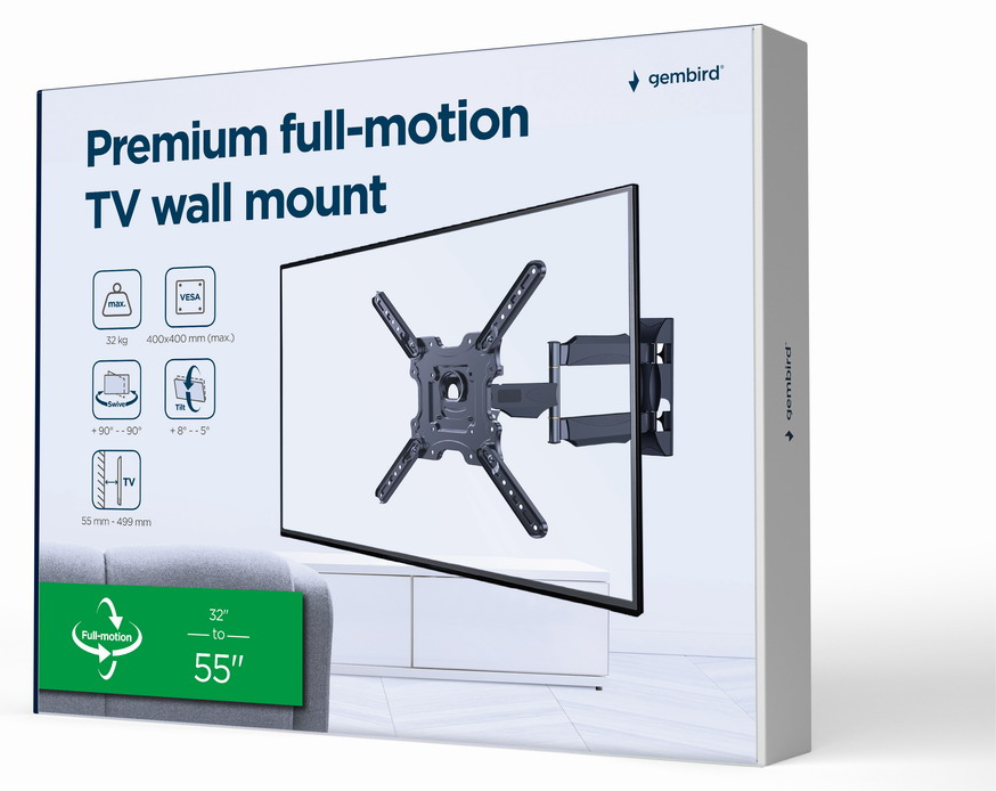 SOPORTE DE PARED GEMBIRD PREMIUM PARA TV MOV. COMPLETO 32-55 32 KG - detalle