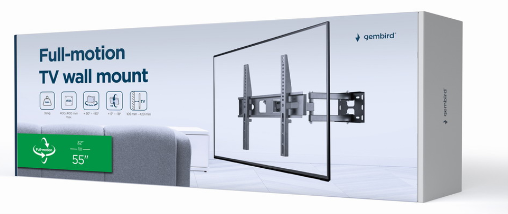 SOPORTE DE PARED GEMBIRD PREMIUM PARA TV MOVIMIENTO COMPLETO 32-55 35 KG - detalle