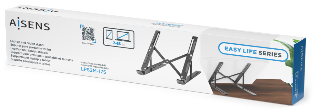 SOPORTE DE SOBREMESA AISENS AJUSTABLE PARA PORTATIL TABLET GRIS - detalle