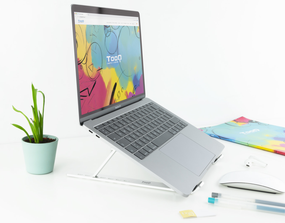 SOPORTE ELEVADOR PORTATIL/TABLET/LIBRO TQLRS0033-AL 11"-15" PLATA - detalle
