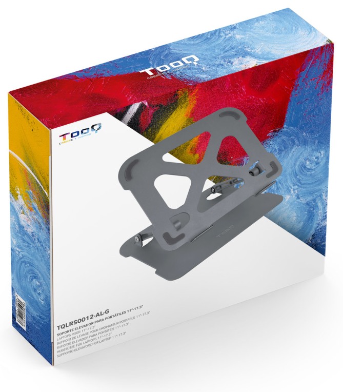 SOPORTE ELEVADOR TOOQ ALUMINIO AJUSTABLE ERGON PORTATIL - detalle
