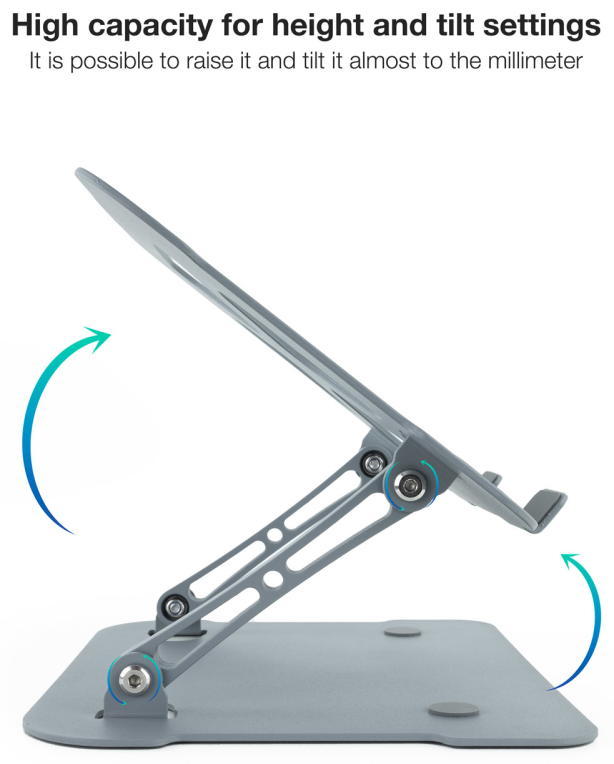 SOPORTE ELEVADOR TOOQ ALUMINIO AJUSTABLE ERGON PORTATIL - detalle