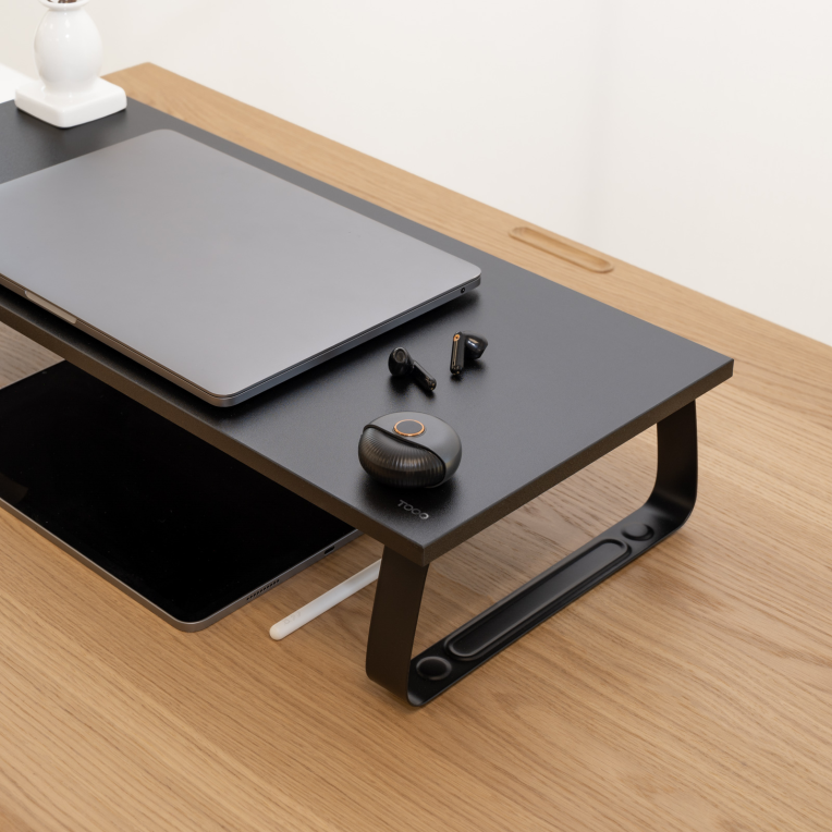 SOPORTE ELEVADOR TOOQ MADERA PARA MONITORES NEGRO - detalle