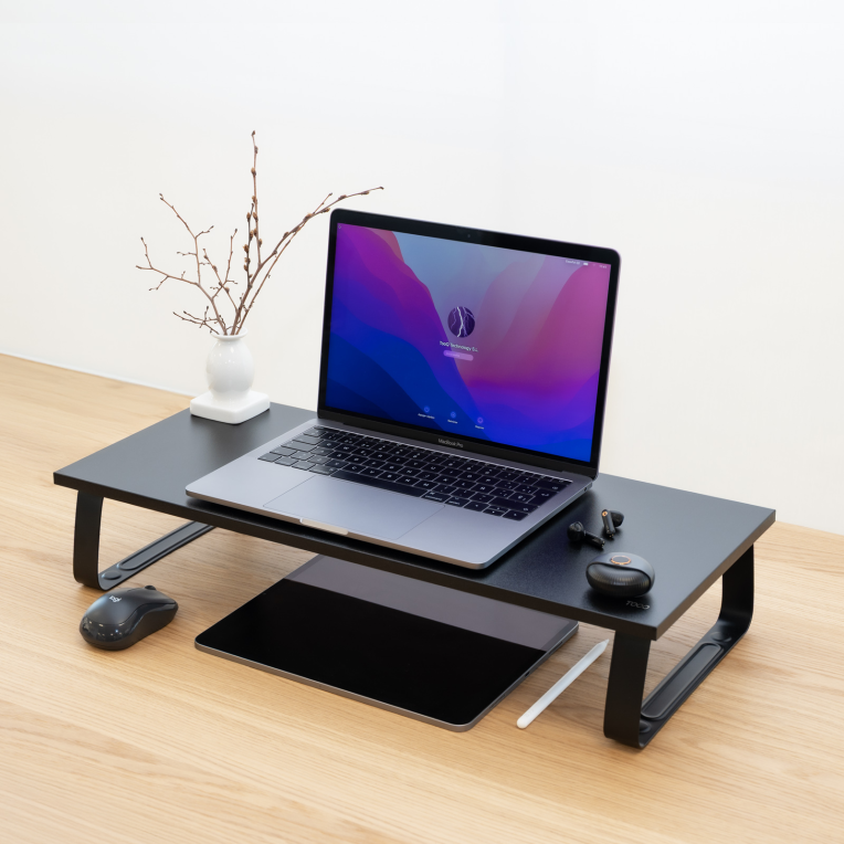 SOPORTE ELEVADOR TOOQ MADERA PARA MONITORES NEGRO - detalle