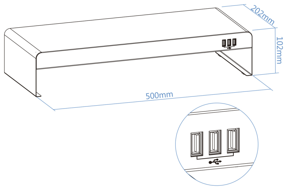 SOPORTE ELEVADOR TOOQ MONITOR/PORTATIL CON 3 PUERTOS USB - detalle