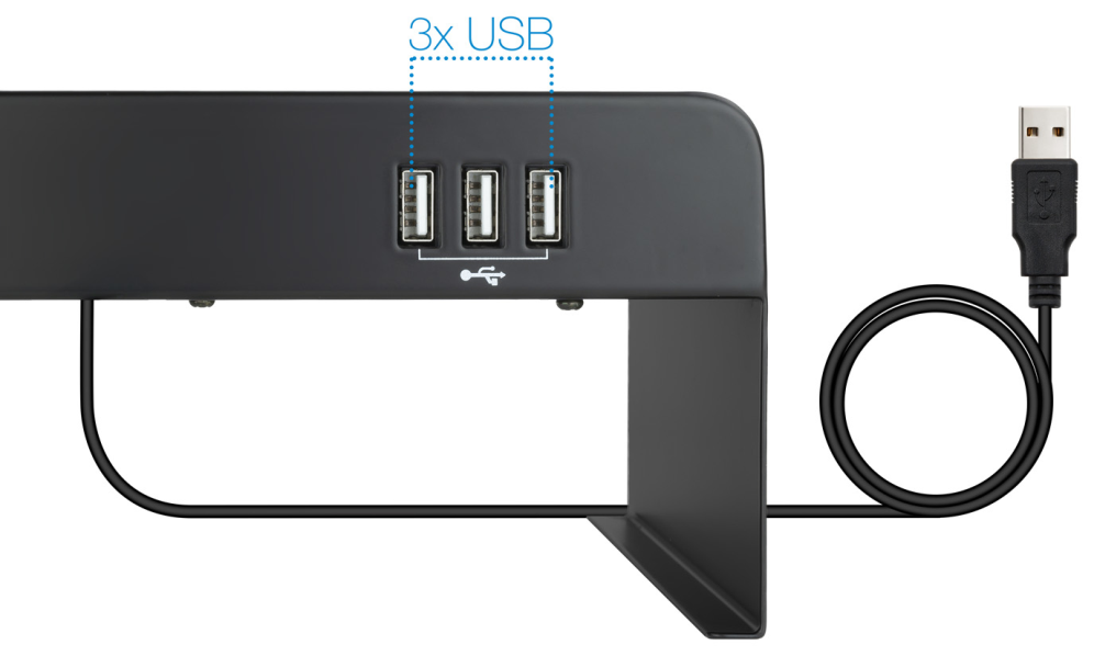 SOPORTE ELEVADOR TOOQ MONITOR/PORTATIL CON 3 PUERTOS USB - detalle