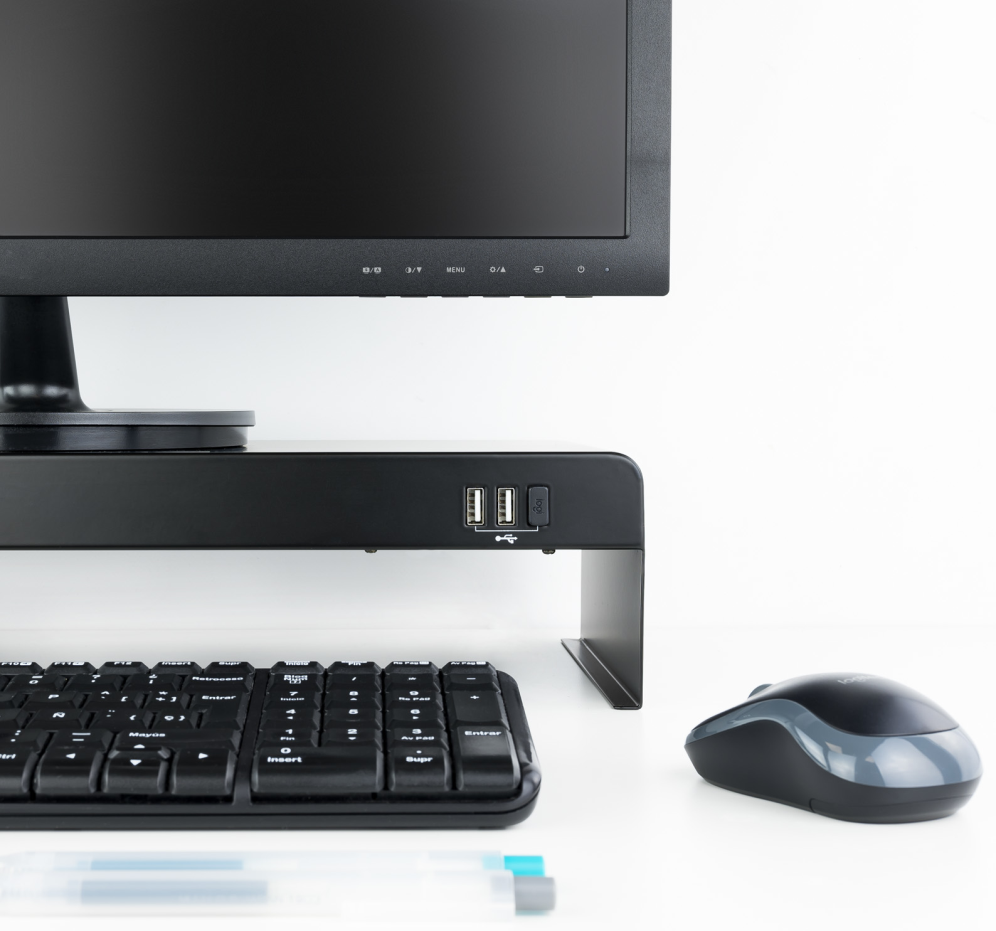SOPORTE ELEVADOR TOOQ MONITOR/PORTATIL CON 3 PUERTOS USB - detalle