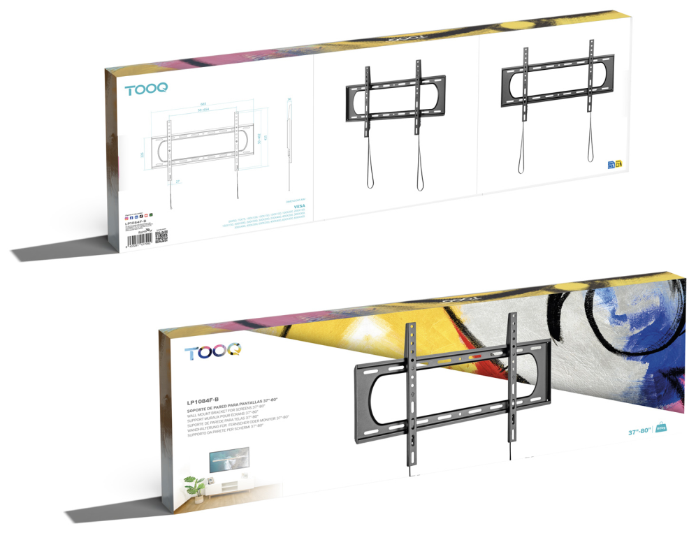 SOPORTE FIJO TOOQ PARED PANTALLAS 37-80 NEGRO - detalle