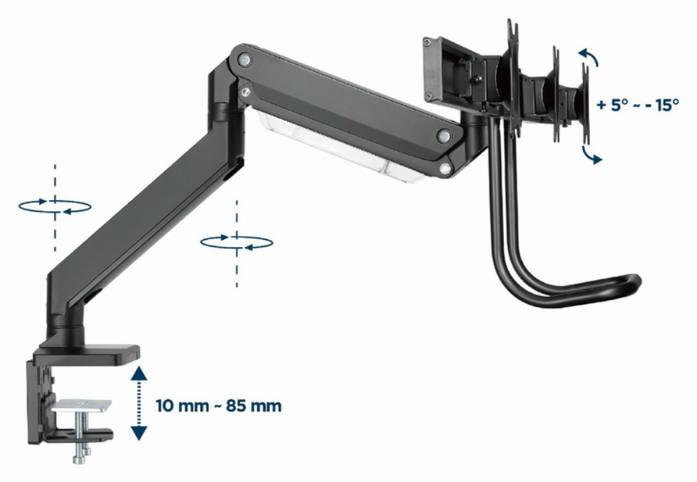 SOPORTE GEMBIRD AJUSTABLE DE MESA PARA 3 MONITORES - detalle