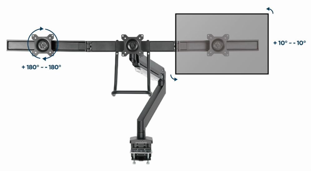 SOPORTE GEMBIRD AJUSTABLE DE MESA PARA 3 MONITORES - detalle