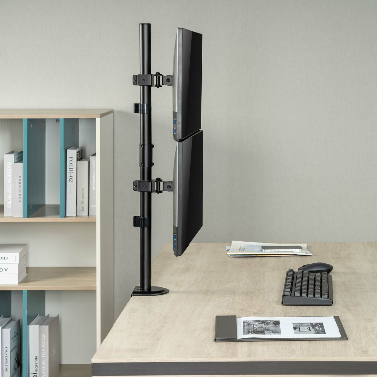 SOPORTE MESA AISENS GIRATORIO E INCLINABLE 2 MONITOR/TV 9KG 17-32 - detalle