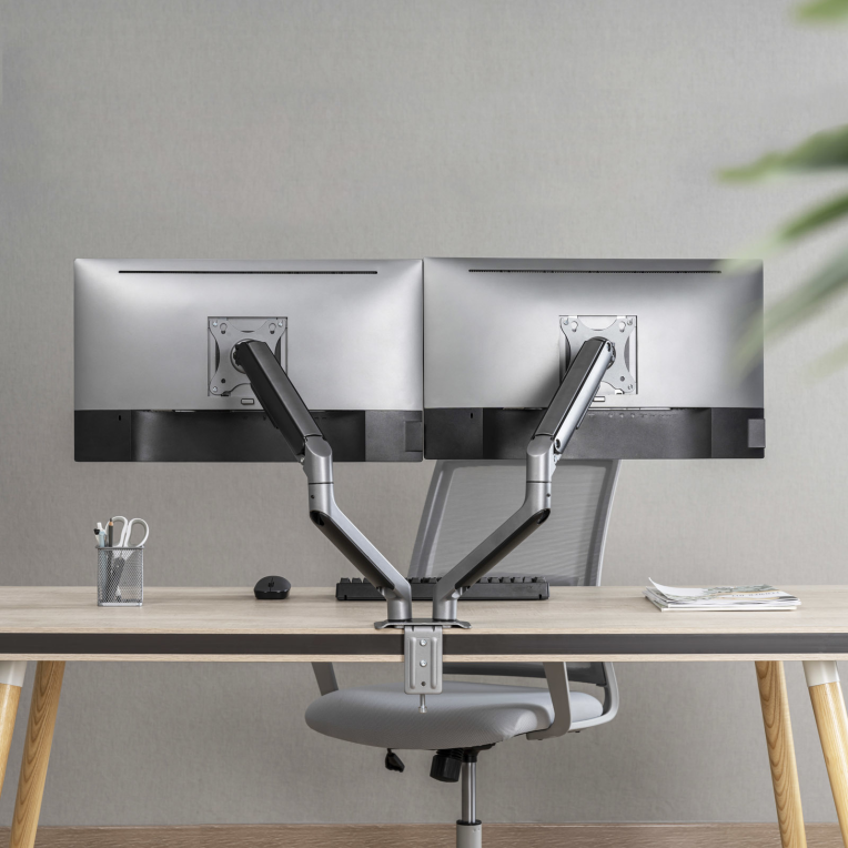 SOPORTE MESA TOOQ 2 PANTALLAS 17"-32" GRIS/NEGRO - detalle