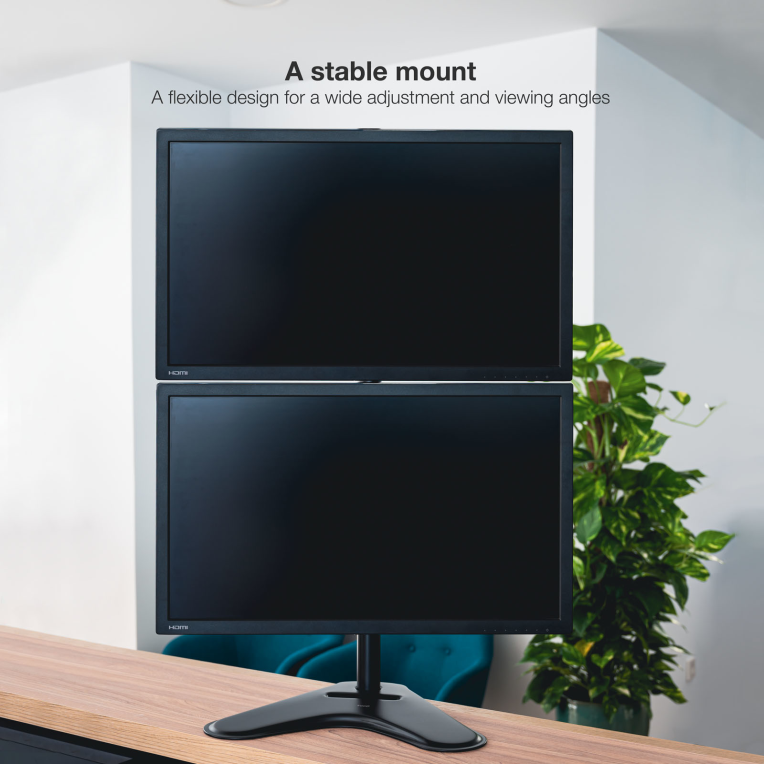 SOPORTE MESA TOOQ 2 PANTALLAS VERTICALES 17"-32" NEGRO - detalle