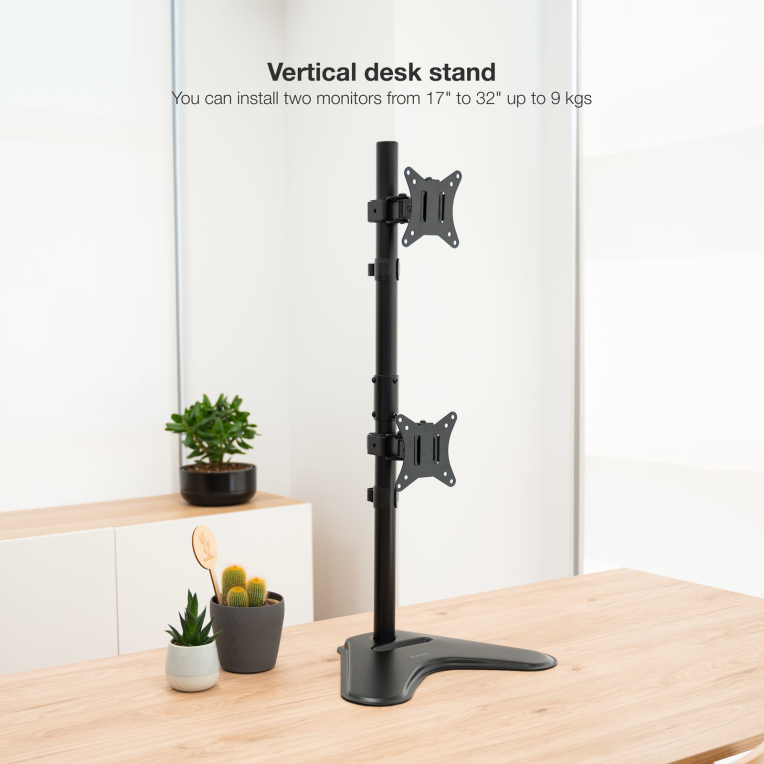SOPORTE MESA TOOQ 2 PANTALLAS VERTICALES 17"-32" NEGRO - detalle