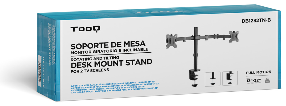 SOPORTE MESA TOOQ DB1232TN-B 2 PANTALLAS 13-32" MAX 8KG POR BRAZO NEGRO - detalle