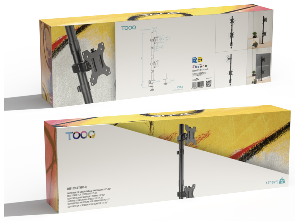 SOPORTE MESA TOOQ PANT. GIRA INCLI 2 BRAZOS 13-32 VERTICAL - detalle