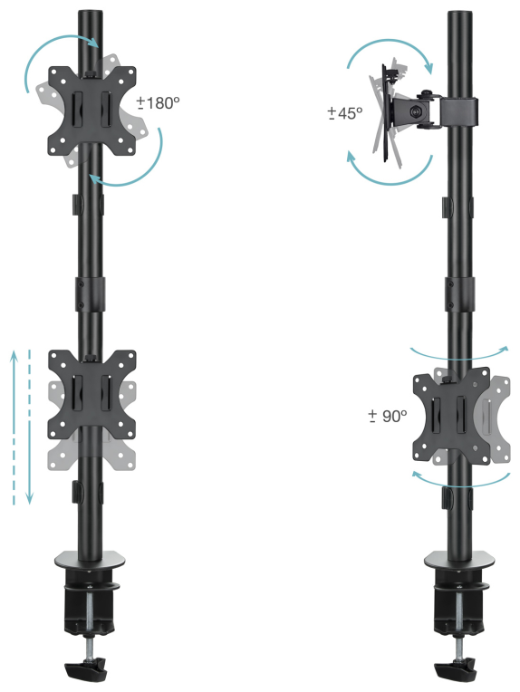 SOPORTE MESA TOOQ PANT. GIRA INCLI 2 BRAZOS 13-32 VERTICAL - detalle