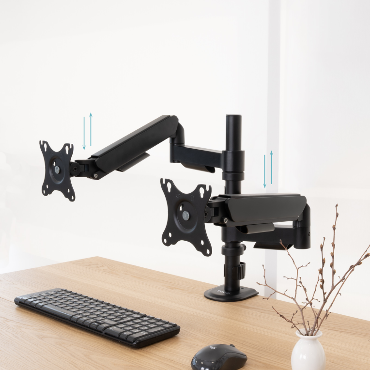 SOPORTE MESA TOOQ PANT. GIRA INCLI 2 BRAZOS 17-32 NEGRO - detalle