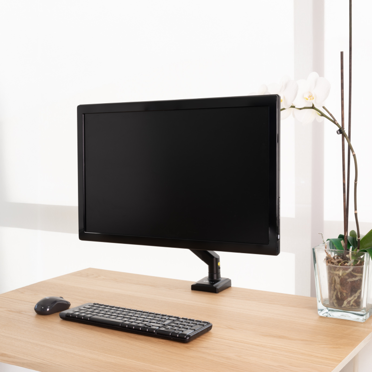 SOPORTE MESA TOOQ PANTALLA GIRATORIO INCLINABLE 1 BRAZO 13-34'' NEGRO - detalle