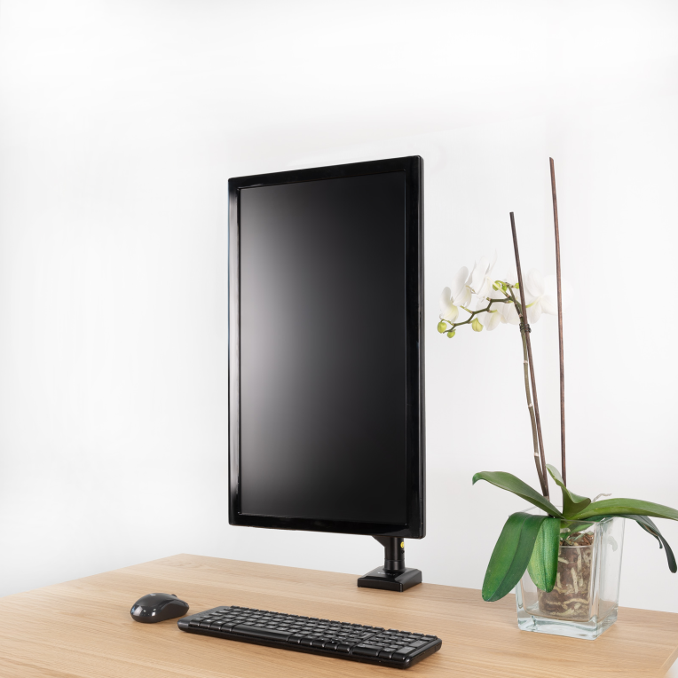SOPORTE MESA TOOQ PANTALLA GIRATORIO INCLINABLE 1 BRAZO 13-34'' NEGRO - detalle