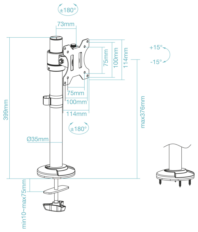 SOPORTE MESA TOOQ PANTALLAS GIRA INCLI 17-32 NEGRO - detalle