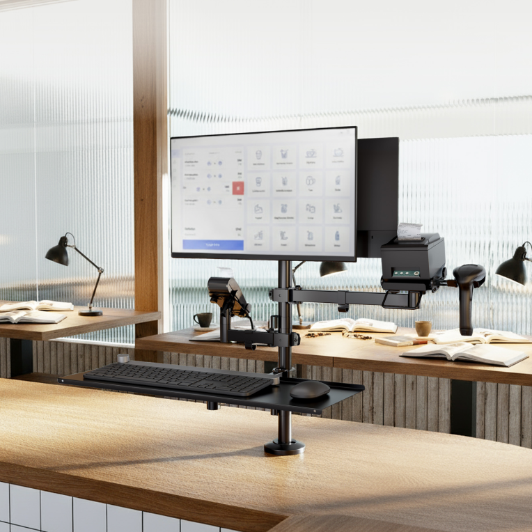 SOPORTE MESA TOOQ TPV/IMPRESORA/PANTALLAS/TERMINAL/TECL - detalle