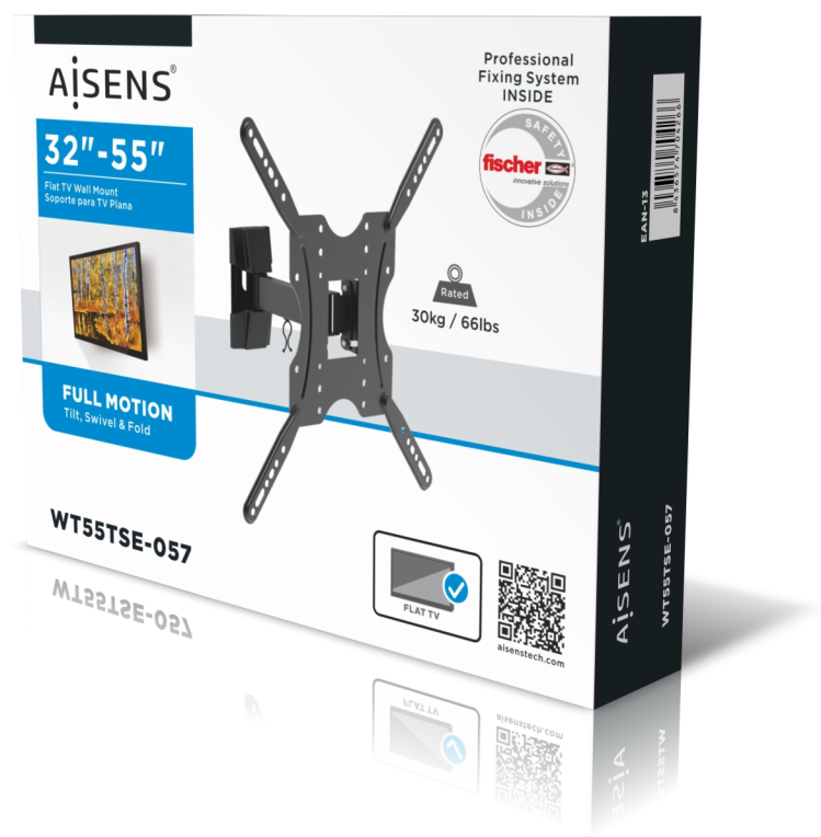 SOPORTE MONITOR AISENS GIRATORIO INCLINABLE MONITOR (2 PIVOTES) 30KG 32"-55" - detalle