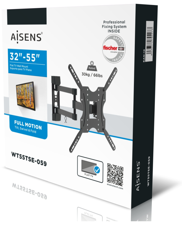 SOPORTE MONITOR AISENS GIRATORIO INCLINABLE MONITOR/TV 30KG 32"-55" (3 PIVOTES) - detalle
