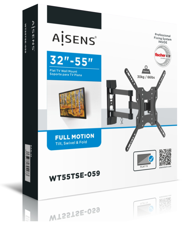 SOPORTE MONITOR AISENS GIRATORIO INCLINABLE MONITOR/TV 30KG 32"-55" (3 PIVOTES) - detalle
