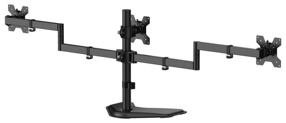 SOPORTE MONITOR AISENS MESA PEANA GIRA INCLI 3 MONI 10KG (3 PIV 2 BRAZOS)13"-27" - detalle