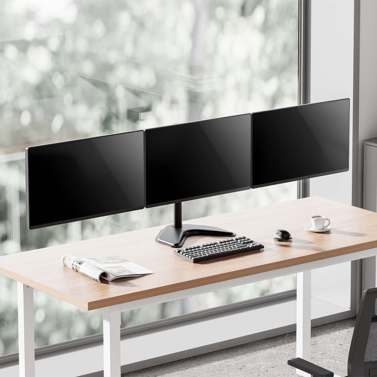 SOPORTE MONITOR AISENS MESA PEANA GIRA INCLI 3 MONI 10KG (3 PIV 2 BRAZOS)13"-27" - detalle