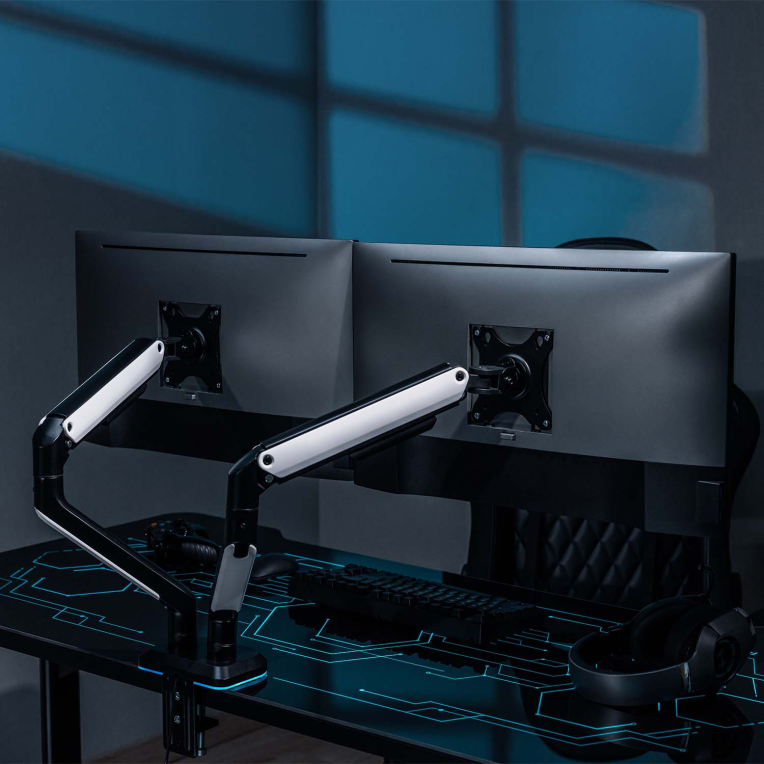 SOPORTE MONITOR AISENS MESA RGB GAMING CONTRAPESO MONITOR(3 PIV 2 BRAZOS)17"-32" - detalle