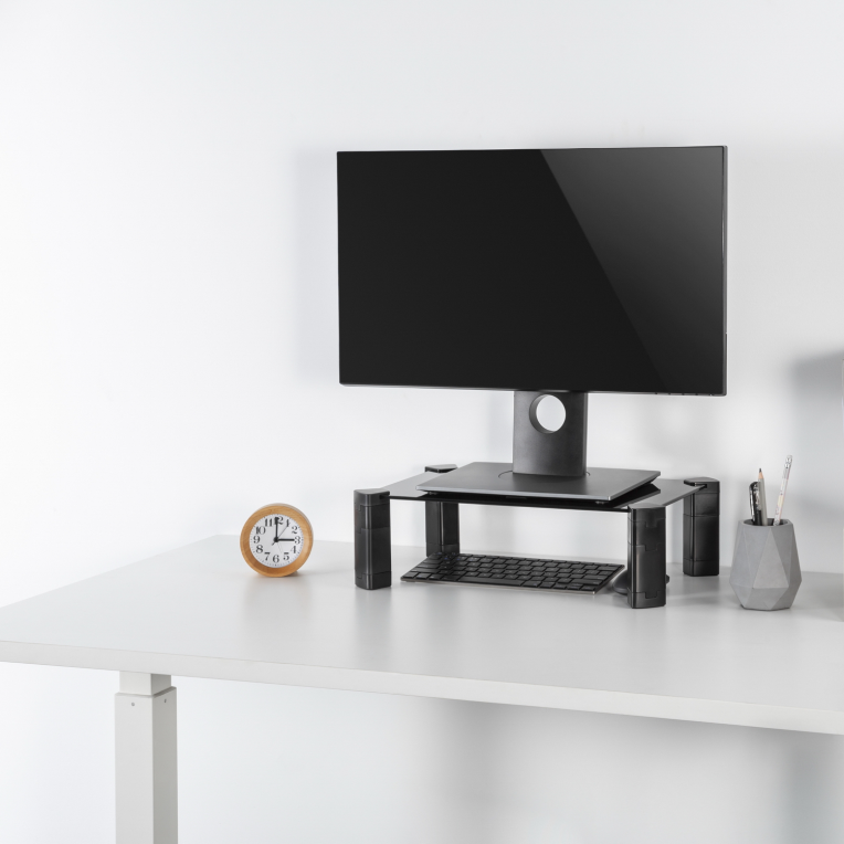 SOPORTE MONITOR AISENS SOPORTE ELEVADOR CRISTAL MONITOR/PORTATIL NEGRO - detalle