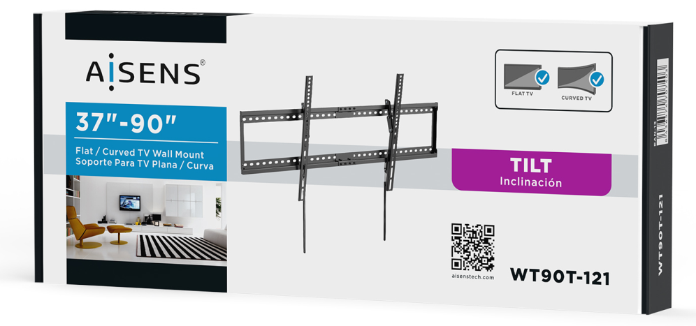 SOPORTE MONITOR/TV AISENS ECO INCLINABLE MONITOR/TV 75KG 37"-90" NEGRO - detalle