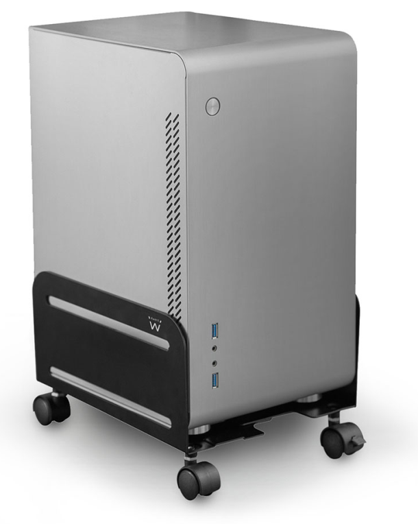 SOPORTE ORDENADOR EWENT CAJON AJUSTABLE CON RUEDAS METAL - detalle