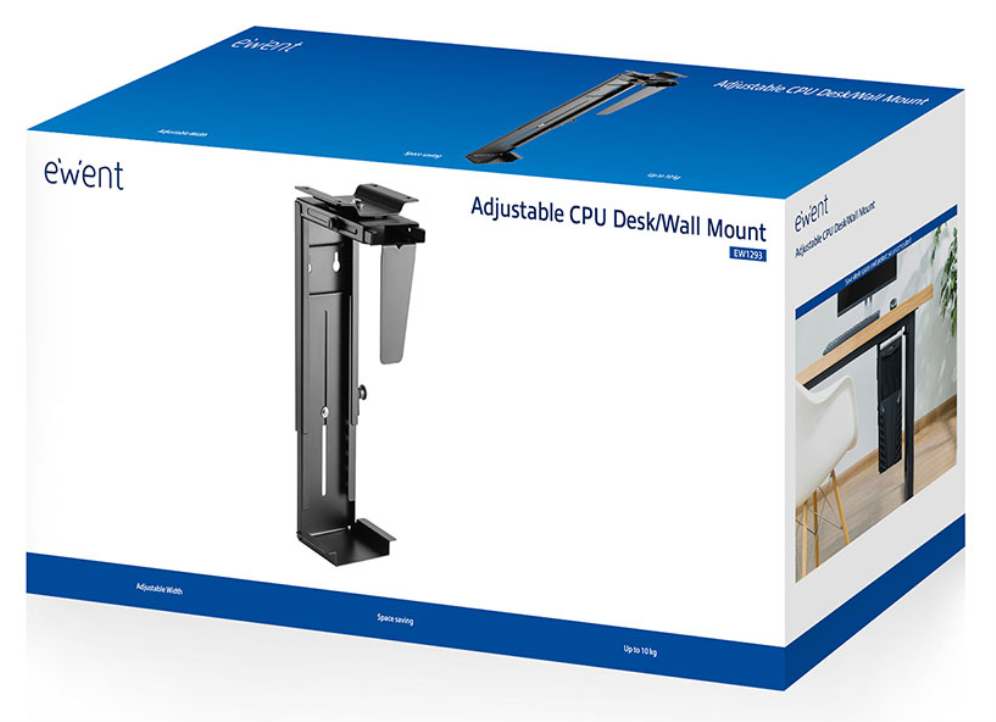 SOPORTE ORDENADOR EWENT COLGANTE BAJO MESA AJUSTABLE - detalle