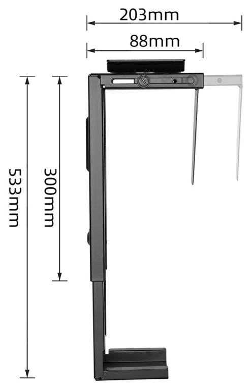 SOPORTE ORDENADOR EWENT COLGANTE BAJO MESA AJUSTABLE - detalle