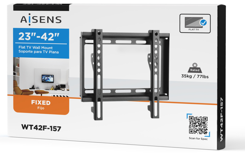 SOPORTE PARED AISENS ULTRA DELGADO PARA MONITOR TV 35KG DE 23"-42" NEGRO - detalle