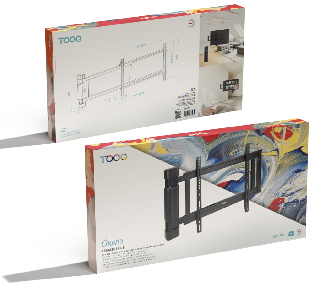 SOPORTE PARED ELECTRICO TOOQ LPM4381XL-B ORBITA 32-75" - detalle