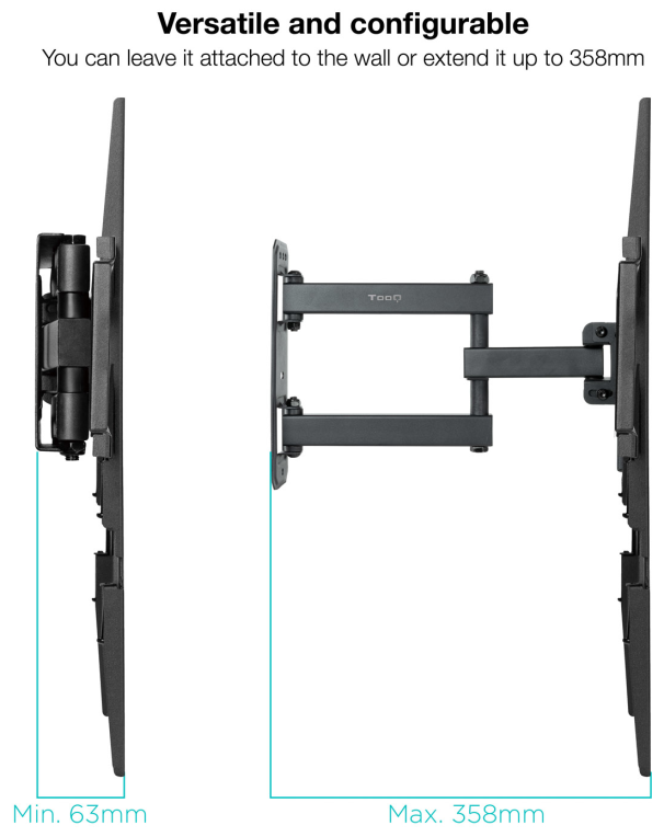 SOPORTE PARED PANTALLAS 32-55" GIRA INCLI NEGRO - detalle