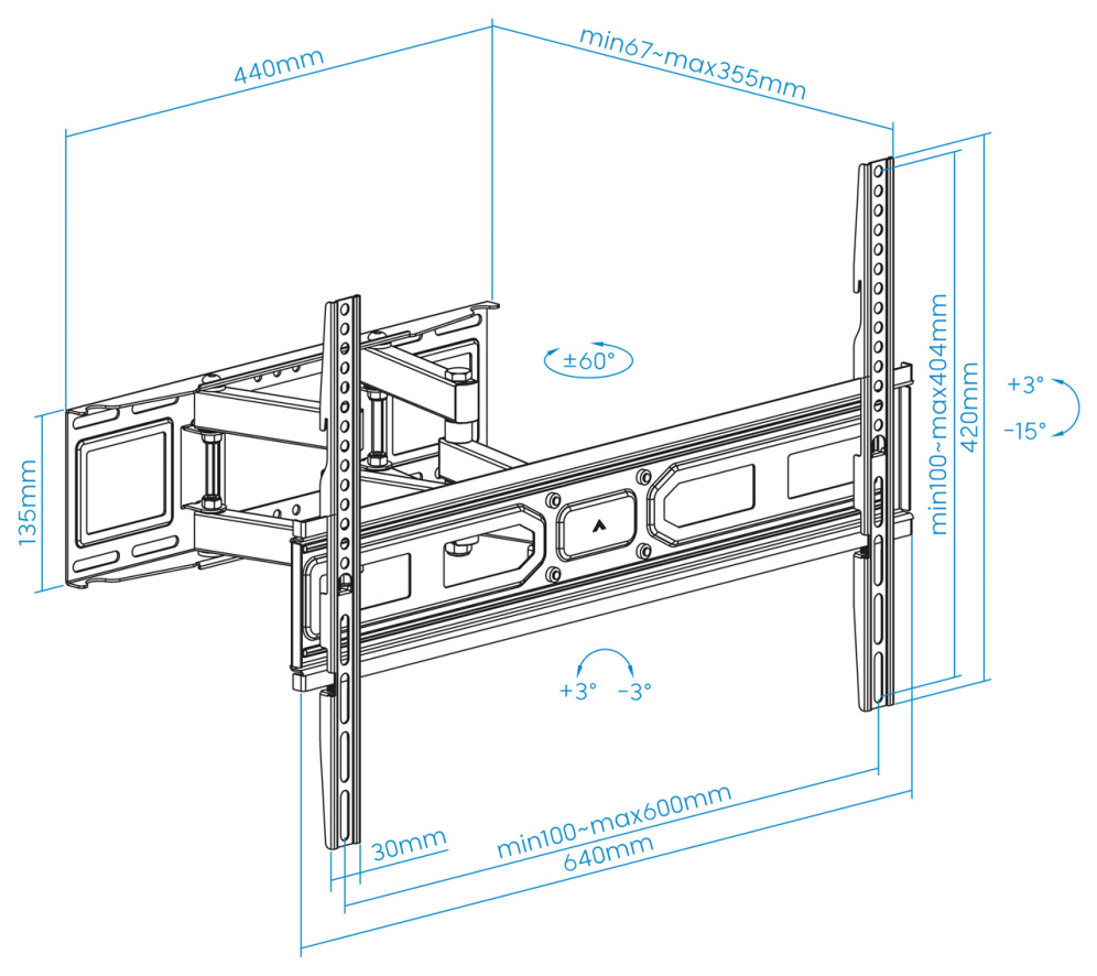 SOPORTE PARED PANTALLAS 37-80" GIRA INCLI NEGRO - detalle